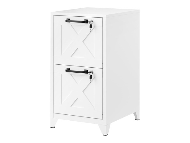 File Cabinet with Lock Vertical Filing Storage Cabinet Office Home Steel for Letter Size File Cabinet Locked,Assembly Required (White, 2...