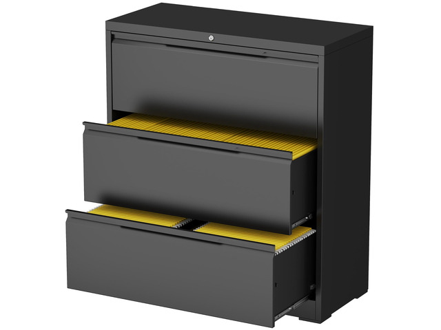 3 Drawer Lateral File Cabinet with Lock,Metal File Cabinets for Home Office,Locking Filing Cabinet for Letters/Legal/A4 Size, Assembly...