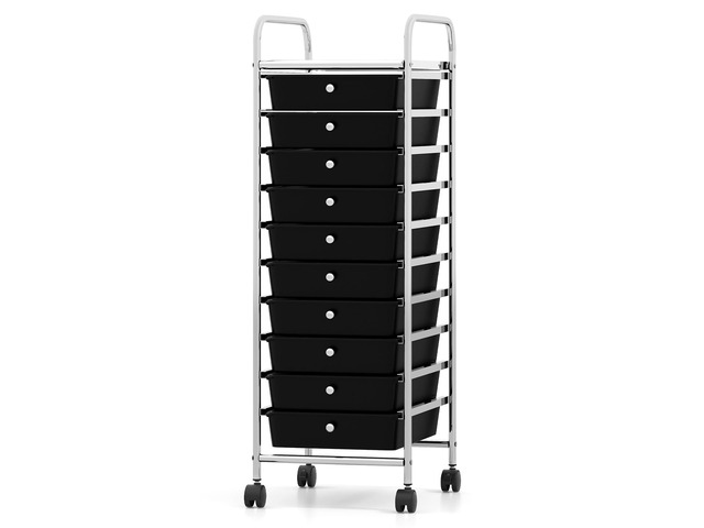 10-Drawer Rolling Storage Cart, Utility Cart with Metal Frame, Lockable Wheels & Removable Drawers, Multipurpose Art Craft Organizer for Home...