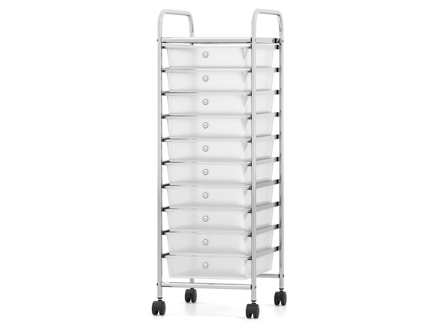 10-Drawer Rolling Storage Cart, Utility Cart 38'H Metal Frame, Lockable Wheels & Removable Drawers, Multipurpose Art Craft Organizer for Home...