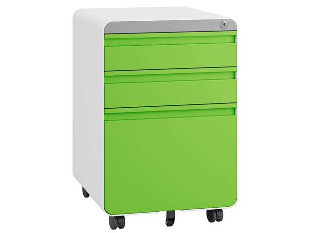 3 Drawer Metal Rolling File Cabinet Under Desk Filing Cabinet Green 16'W x 18'D x 24'H, Lockable, 5 Wheels, Fully Assembled, Letter/Legal Size,...