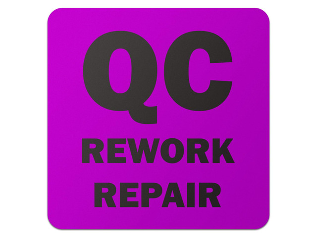 QC Rework Repair Label Stickers, 2 x 2 Inch, 1200 Labels 4 Packs, Fluorescent Purple, Square, Quality Control Production Line, Warehouse...
