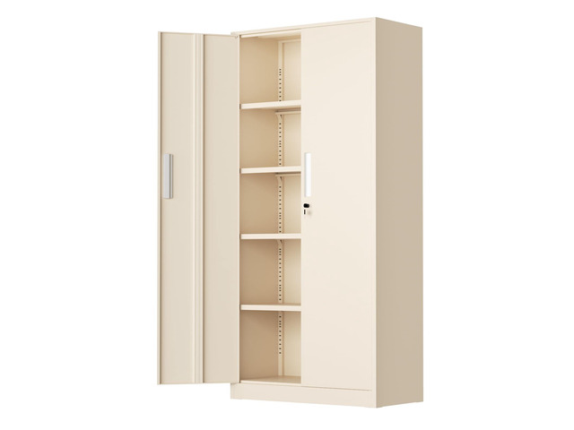 72' Metal Office Storage Locking Cabinet, Lockable Garage Storage Cabinets, High Office Cabinet with Adjustable Shelves for Garage(Warm Grey)