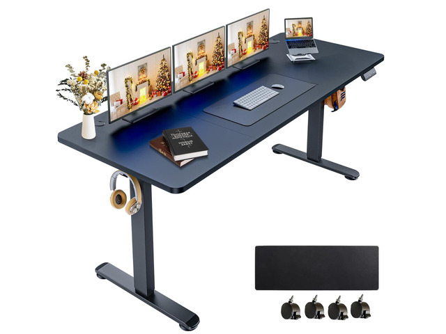 Electric Standing Desk 71 x 28 Inches Adjustable Height Sit Stand Up Desk for Home Office Computer Desk Memory Preset with Wheels, Black
