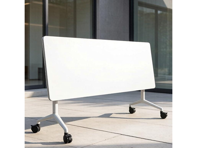 Folding Conference Room Tables, Modern Flip Top Training Table with Locking Wheels, Mobile Meeting Desk for Office, Seminar, Classroom and Meeting...