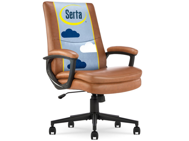 Executive Office Chair with Lumbar Support, Fixed Arms Leather Chair Comfort Modern, Semi-Plush Foam Seat Cushion, Adjustable Height & Tilt, Back...