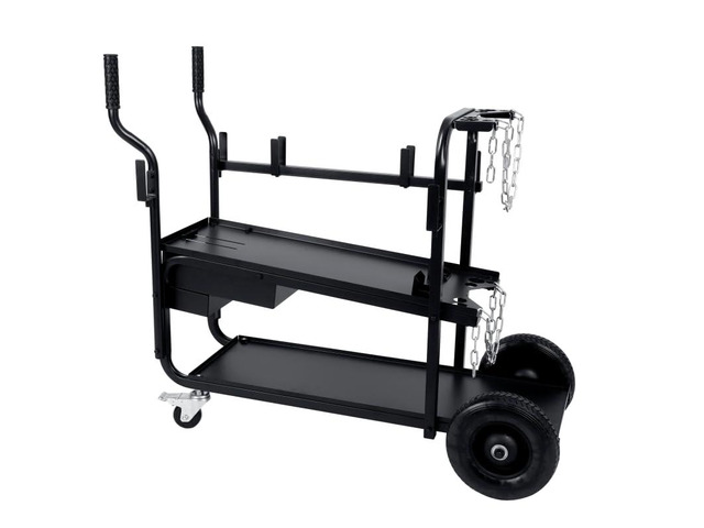 Low Profile Heavy Duty Welding cart with Locking Front casters and Large Rear Wheels with Full Size Gas Cylinder Capacity