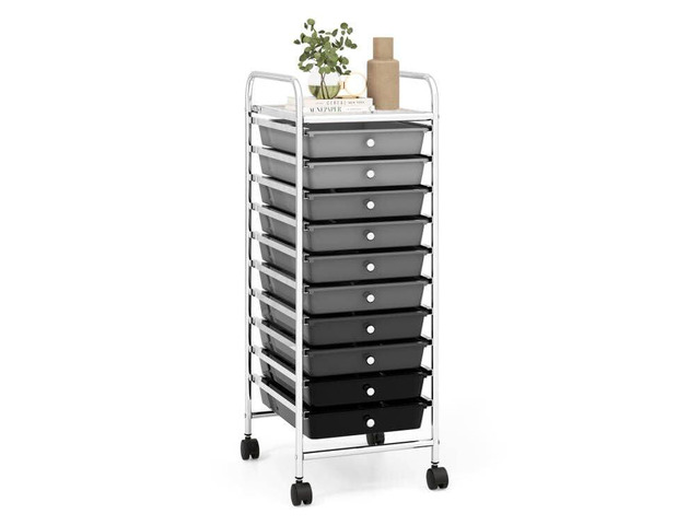 Craft Organizers and Storage Cart - Rolling Cart with 10 Drawers, Lockable Casters for Tools, Trolley Cart with Wheels, Utility Cart for School,...