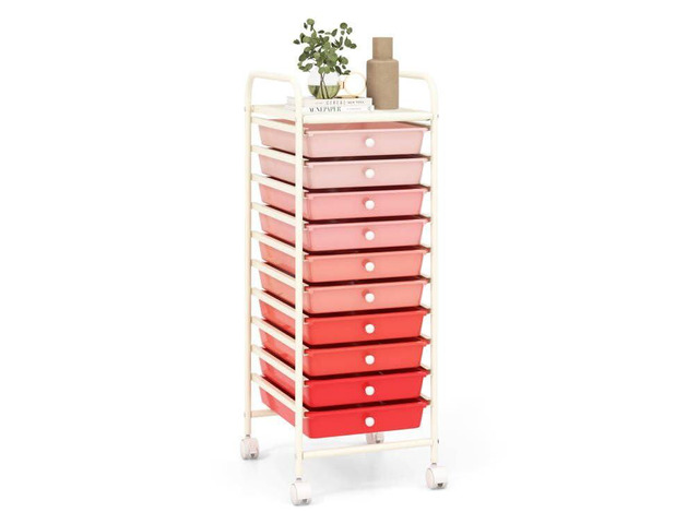 Craft Organizers and Storage Cart - Rolling Cart with 10 Drawers, Lockable Casters for Tools, Trolley Cart with Wheels, Utility Cart for School,...