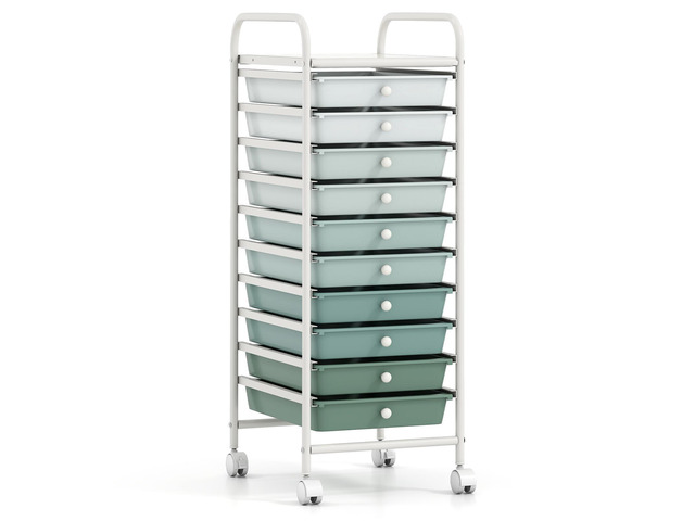 Craft Organizers and Storage Cart - Rolling Cart with 10 Drawers, Lockable Casters for Tools, Mobile Art Craft Organizers, Utility Cart for School...