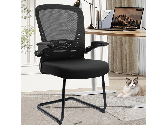 Waiting Room Chairs with Flip Up Arms and Adjustable Lumbar Support, Office Guest Chairs & Reception Chair for Conference Room, Breathable Mesh...