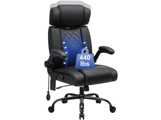 Comfy Computer Chair with Adjustable Lumbar Support (Black) Executive Office Chair with Headrest Ergonomic Swivel Rolling Office Chair with...
