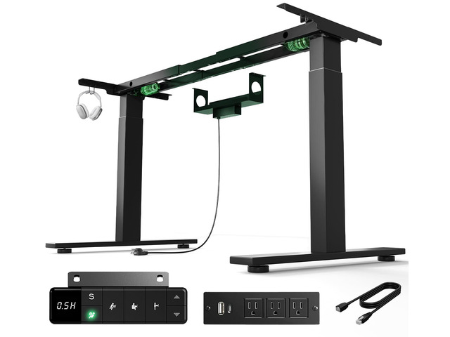 Dual Motor Standing Desk Frame for Tops up to 75' - 280 lbs Capacity 27.9'-45' Height Adjustable Desk Legs with 3 Memory Presets, Power Strip &...