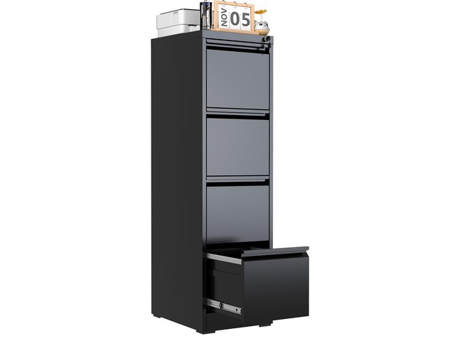 4 Drawer File Cabinet with Lock,Vertical Filing Storage Cabinet File Cabinet for Home Office,Small Metal Storage Cabinets for Letter/Legal/A4/F4...