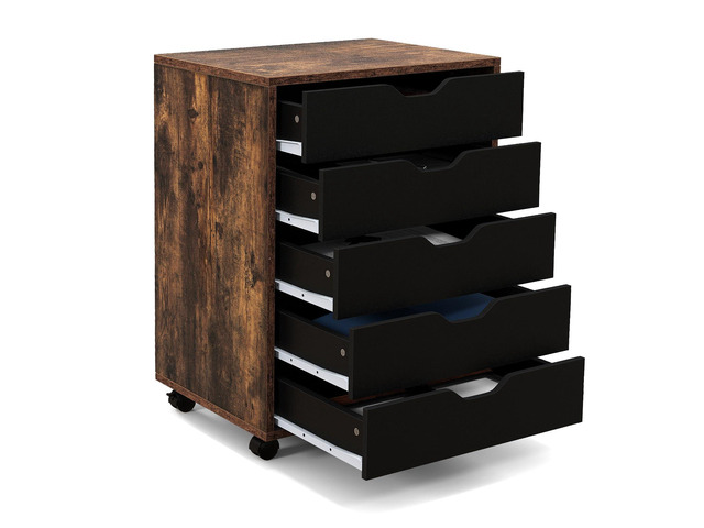 5 Drawers File Cabinet, Vertical Filing Cabinet w/ 2-Tone Design Under Desk Mobile Storage Organizer, Office Storage Cabinet with Wheels, Ideal...