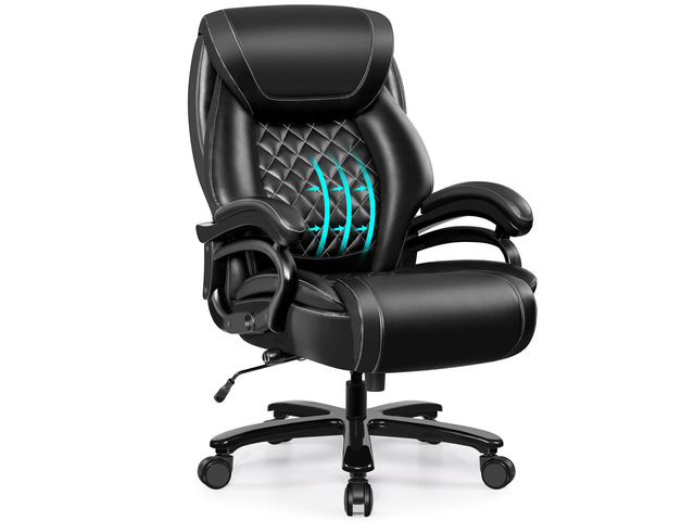 Big and Tall 500lbs Office Chair,Heavy Duty Large PU Leather Executive Desk Chair with Wide Seat, Adjustbale Ergonomic Lumbar Support High Back...