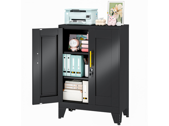 36' Metal File Garage Storage Cabinet with Lock,Lockable 3D Printer Table Cabinet with Filament and 2 Adjustable Shelves,Tool Steel Locker...