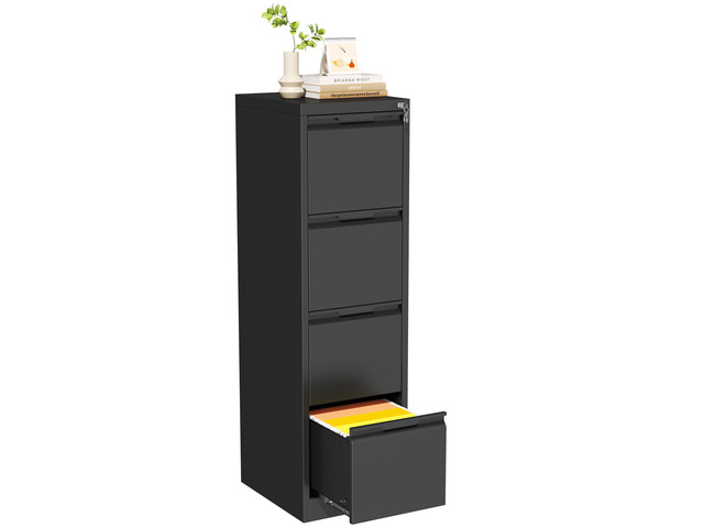 File Cabinet, 4 Drawer Filing Cabinet with Lock, Metal File Cabinet Vertical File Storage Cabinet, Lockable, Suitable for Letter/Legal/A4/ File...