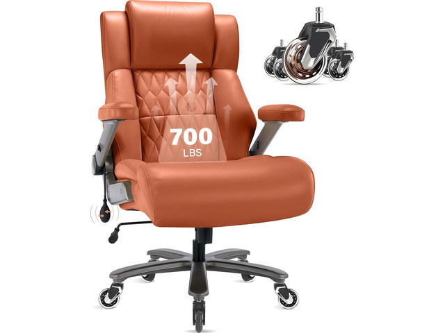 Big and Tall 700lbs Office Chair - Adjustable Lumbar Support 3D Flip Arms Heavy Duty Metal Base & Wheels, High Back Large Executive Computer Desk...
