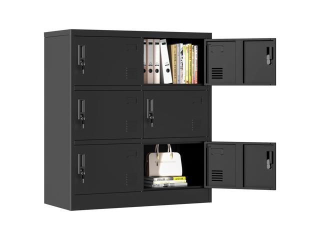 6 Doors Metal Lockers for Employees, Steel Storage Locker with Lock and Card Slot, Employee Lockers for Home, Office, School, Gym, Require...