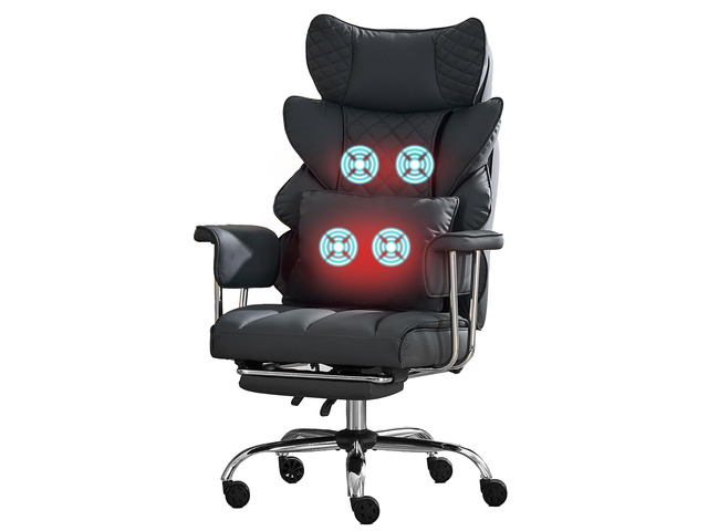 500 Lbs Kneading Massage Office Chair with Foot Rest Reclining Black Ergonomic Computer Chair, High Back Thick Cushion, Big & Tall, Comfy...