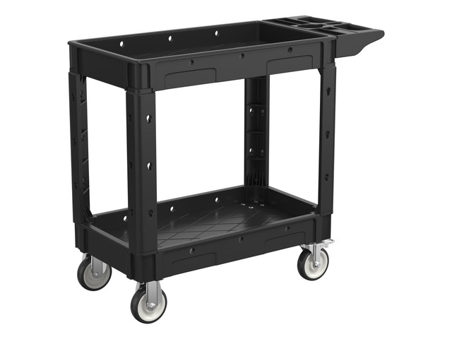 Utility Rolling Storage Cart, 40 x 17 Inch, 1000 Lbs Capacity, Black Tool Cart with 360° Swivel Wheels, 2 Shelf Work Cart with Sturdy Platform,...