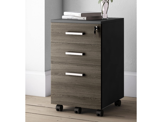 Modern Design Lazio File Cabinet, Filing Cabinets for Home Office, Drawers for Under Desk, Locking 3 Drawer Rolling Wood Filing Cabinet with Lock,...