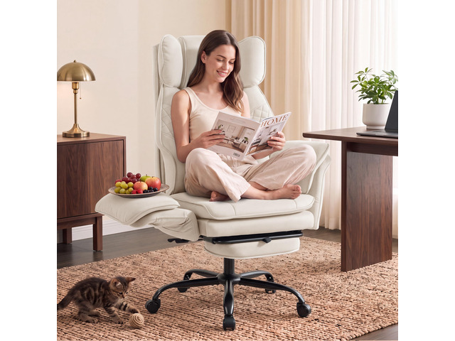 Criss Cross Office Chair, Big and Tall Desk Chair Comty with Foot Rest Cross Legged Office Chair with Flip-Up Armrests, Computer Chair with...
