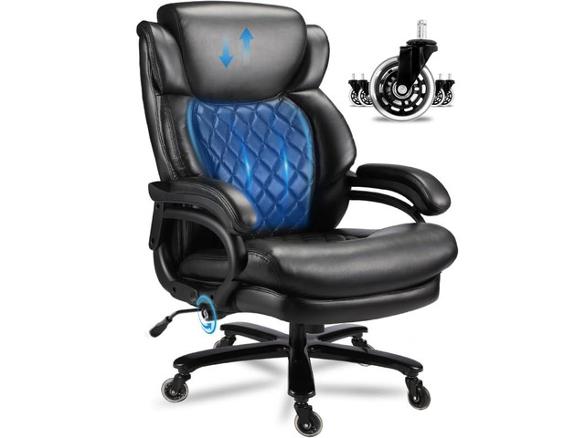 800lbs Big and Tall Office Chair, Executive Chair with Adjustable Headrest, High Back Extra Wide Seat, Heavy Duty PU Leather for Home Office,...