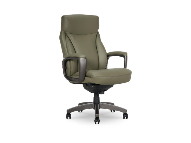 La-Z-Boy Arcadian Ergonomic Bonded Leather Swivel Executive Chair, Olive