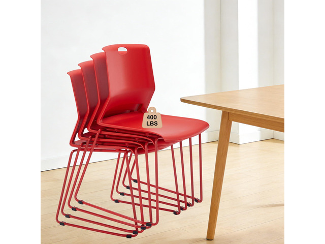 Red Stackable Chairs Set of 4 for Break Conference Room Church Banquet stacking breakroom dining room kitchen reception metal party chairs set of...