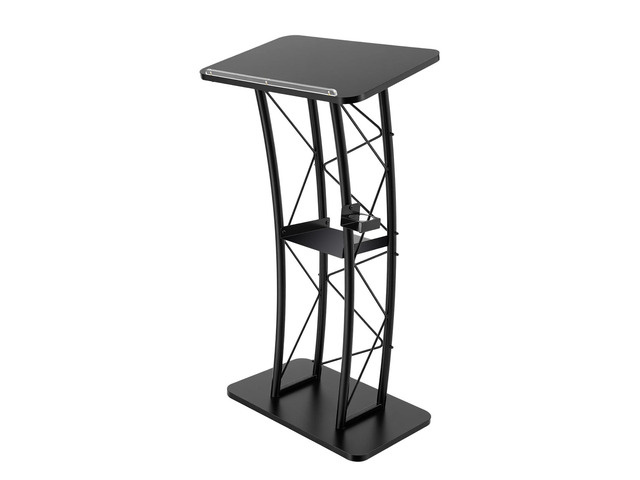 Curved Podium Stand, Metal Black Pulpit Lectern for Speeches Churches, 47inch Portable Pulpit Podium with Cup Holder and Book Stopper for Schools...