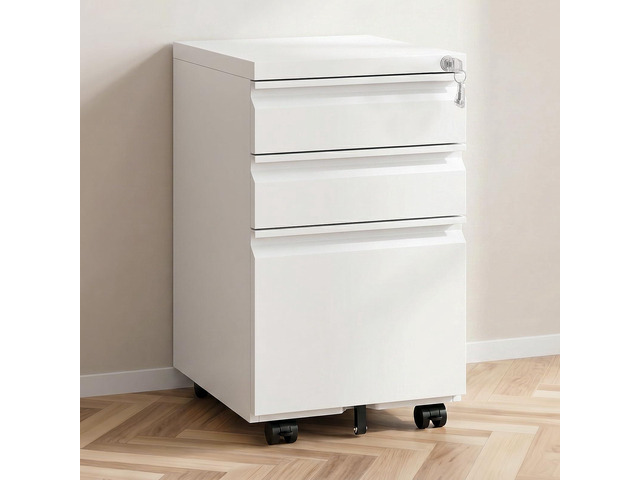 3 Drawer Rolling File Cabinet with Lock & Wheels Metal Mobile File Cabinet for Home Office, Under Desk Storage, Fully Assembled, Letter, Legal &...