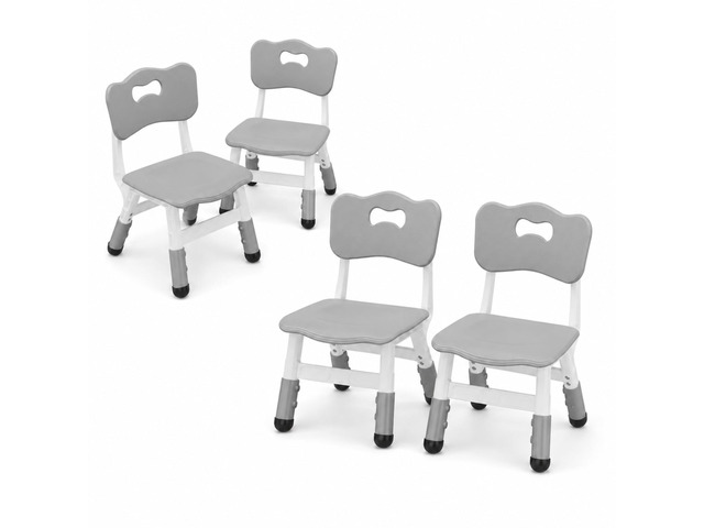 4 Pcs Adjustable Kids Chairs - 3 Level Height Adjustable Toddler Chair for Ages 3-8 - Ergonomic Backrest, Durable Plastic, Non-Slip Feet - Home,...