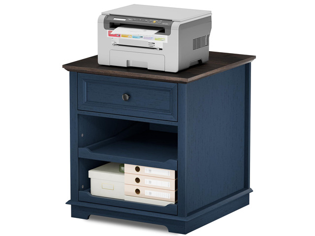 Lateral File Cabinet 3 Drawer File Cabinet with Charging Station, Printer Stand with Open Adjustable Storage Shelves, Lateral Filing Cabinet for...
