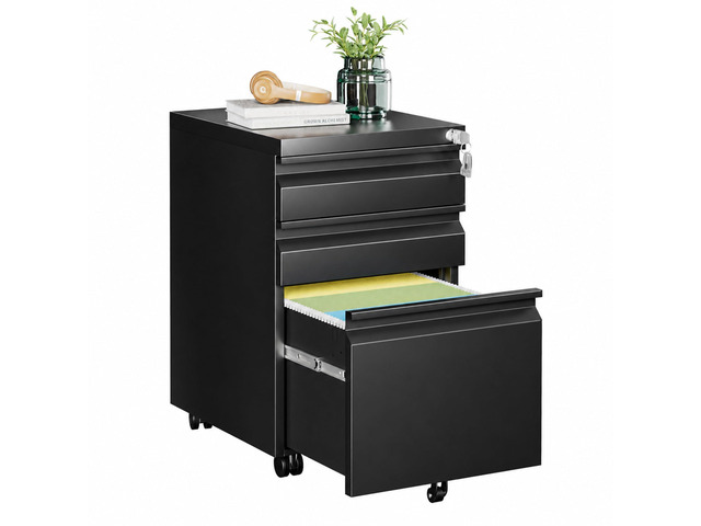 3 Drawer Mobile File Cabinet with Lock, Fully Assembled Under Desk Metal Filing Cabinet for Home Office Organization, Fits Letter/Legal/A4