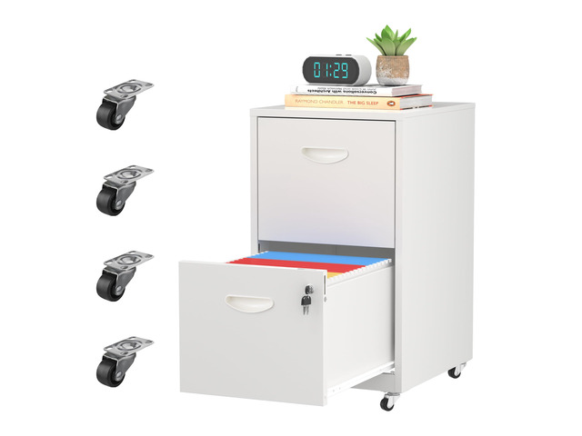 2 Drawer Rolling File Cabinet with Lock,Filing Cabinets for Home Office,Two Drawer File Cabinet, Mobile Under Desk Cabinets,Black Printer Stand...