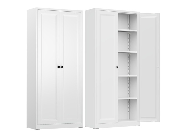 Metal Storage Cabinet with Magnetic Doors, 63' H Traditional European Style Metal Cabinets with 2 Doors and 4 Adjustable Shelves for Home Office,...