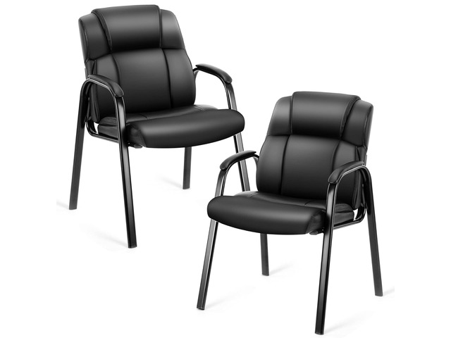 2 Pack Leather Guest Chair with Padded Arm Rest for Office Reception, Waiting Room, Meeting Conference, Lobby Home Desk Table Side Chairs for...