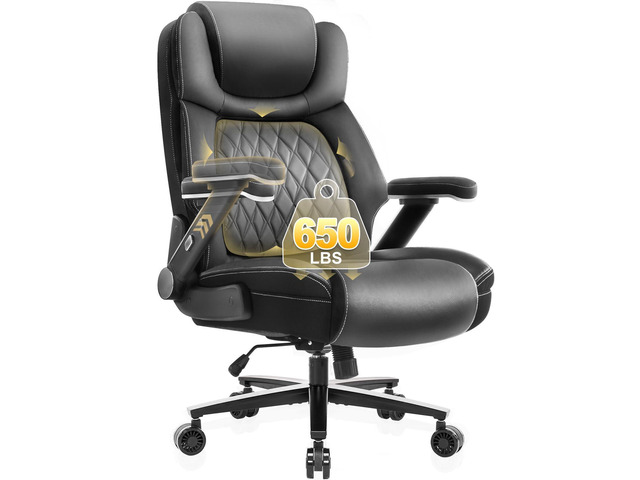 Big and Tall Office Chair, 650lbs Capacity Wide Office Chair for Heavy People, Ergonomic High Back Office Chair with Upgraded Quiet Rubber Wheel,...