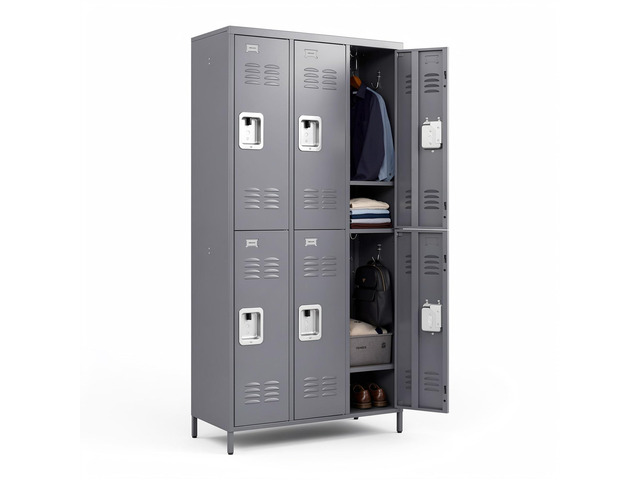 72' Height Metal Lockers for Employees with 6 Door,Heavy Duty Steel Storage Locker with Card Slot for Home Office School Gym Garage,Locker with...