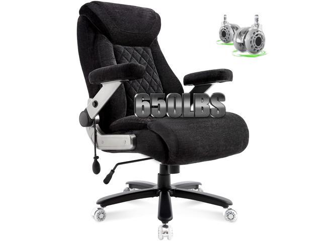 650lbs Big and Tall Office Chair with Thick Spring Cushion,5D Flip Arm Ergonomic Executive Office Chair Adjustable Lumbar Airbag & Extra Wide,Comfy...
