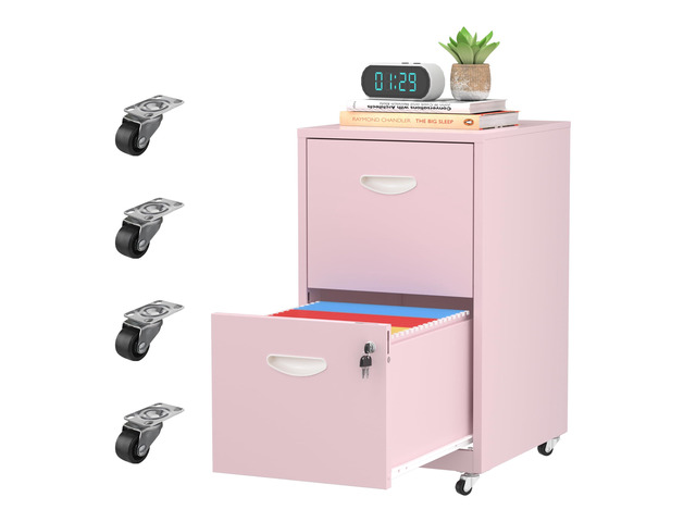 2 Drawer Rolling File Cabinet with Lock,Filing Cabinets for Home Office,Two Drawer File Cabinet, Mobile Under Desk File Cabinets,Printer Stand with...