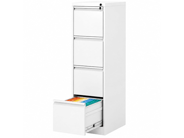 4 Drawer File Cabinet with Lock, Vertical Metal Filing Cabinet White 52.3'H x 15'W x 18'D Office Storage Cabinet for Home Office, Fit Letter,...