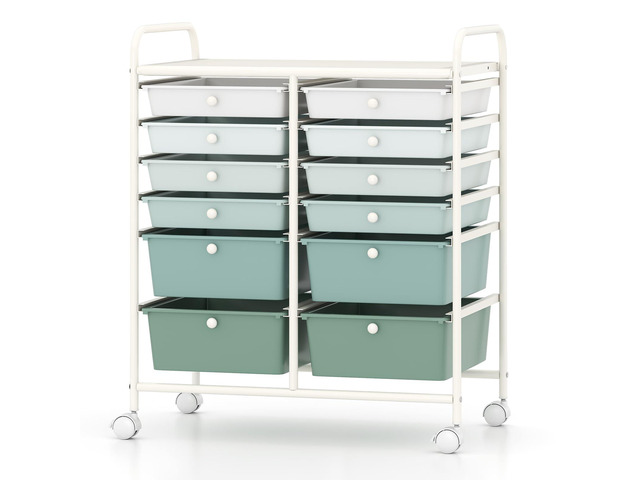 12 Drawer Rolling Storage Cart, Utility Cart w/Wheels for Paper Tool Makeup, Art Supplies Craft Organizers for Home Teacher Office School...