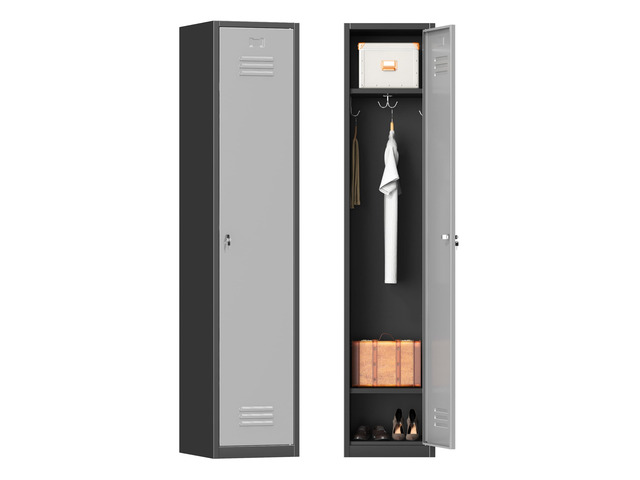 Metal Locker with Keys, Metal Employee Lockers with Hooks for School Office Gym Garage Home, Steel Storage Locker Cabinet, Assembly Required,...