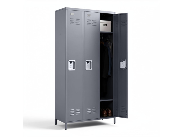 72' Height Metal Lockers for Employees with 3 Door,Heavy Duty Steel Storage Locker with Card Slot for Home Office School Gym Garage,Locker with...