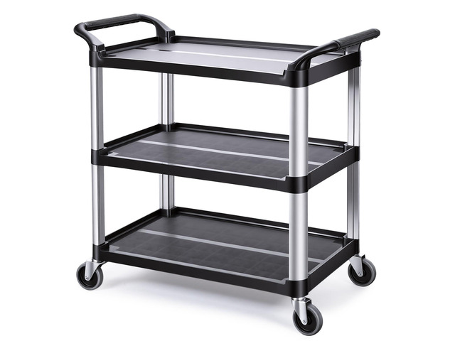 Matthew 3 Tier Rolling Utility Cart with Wheels, 440 lbs Heavy Duty Service Cart with Aluminum Frame, Durable Shelves, 37.8' x 19.7' x 37.8' for...