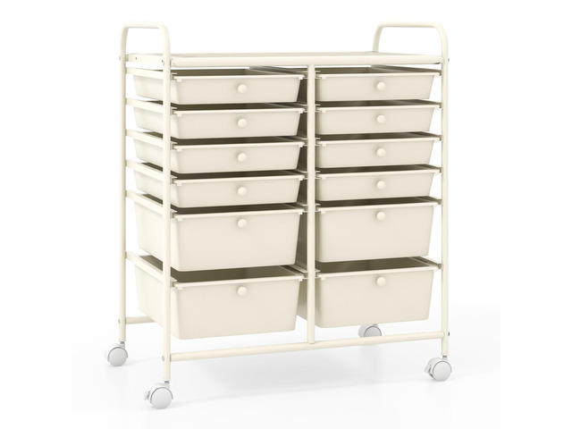 12 Drawer Rolling Storage Cart, Utility Cart w/Wheels for Paper Tool Makeup, Art Supplies Craft Organizers for Home Teacher Office School...