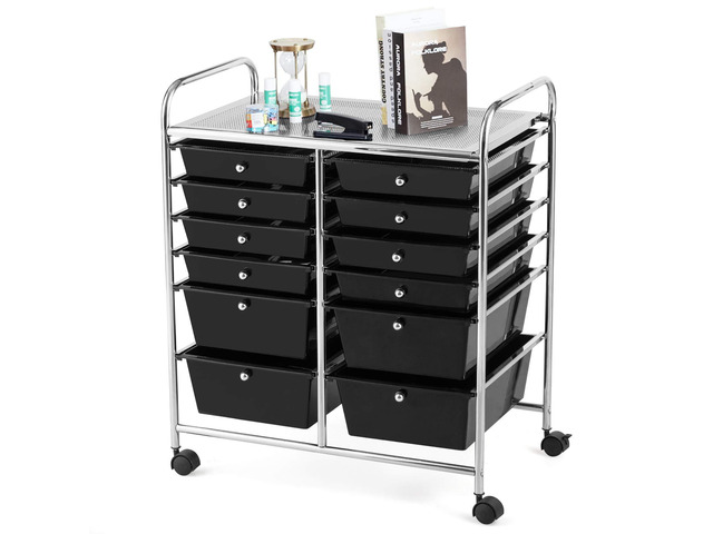 12 Drawer Rolling Storage Cart, Utility Cart w/Wheels for Paper Tool Makeup, Art Supplies Craft Organizers for Home Teacher Office School...